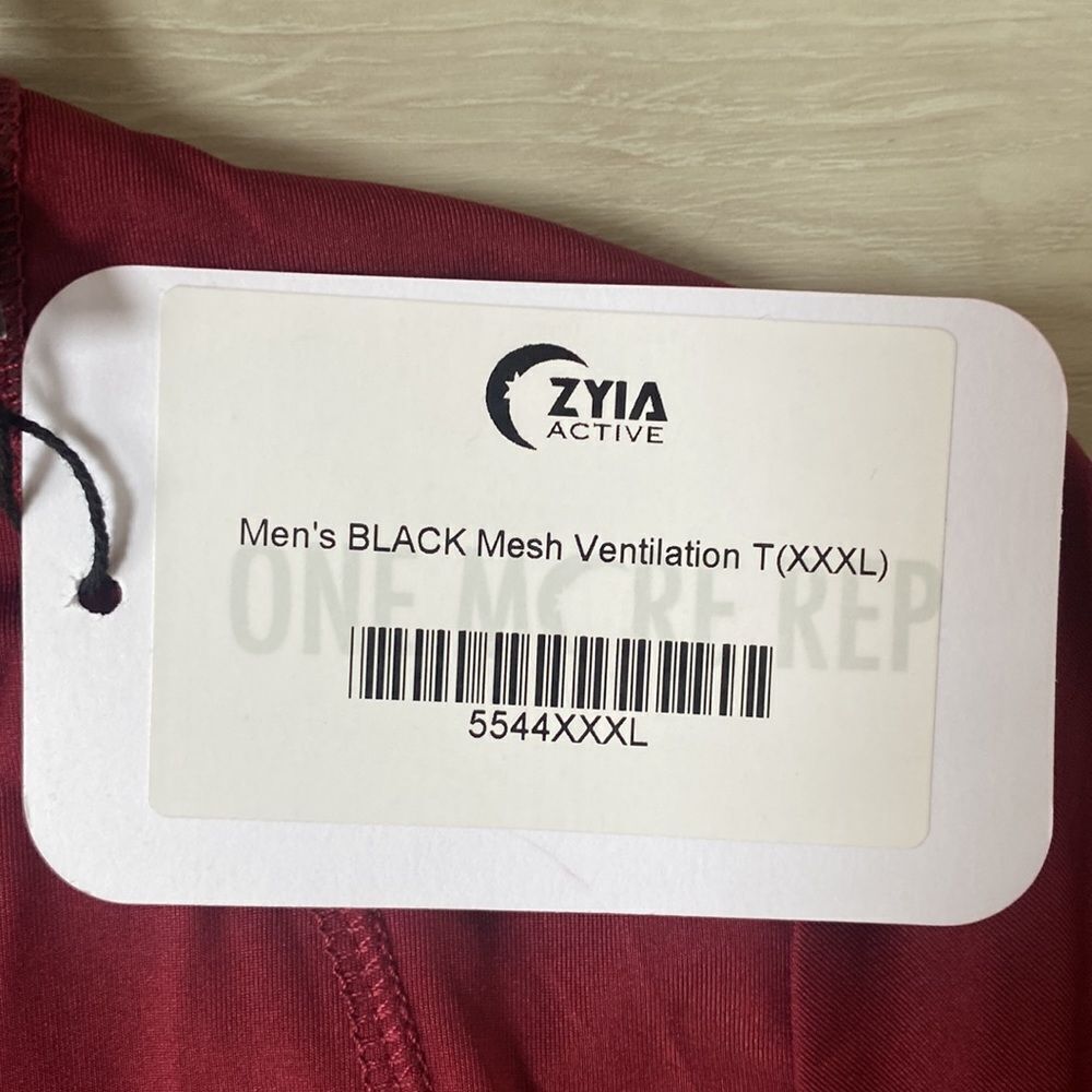 Zyia Active Men's Black Mesh‎ Ventilation T XXXL Wine Color Nwt - Picture 5 of 6